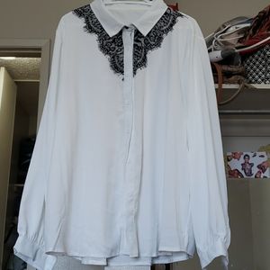 Shein white blows with lace detail